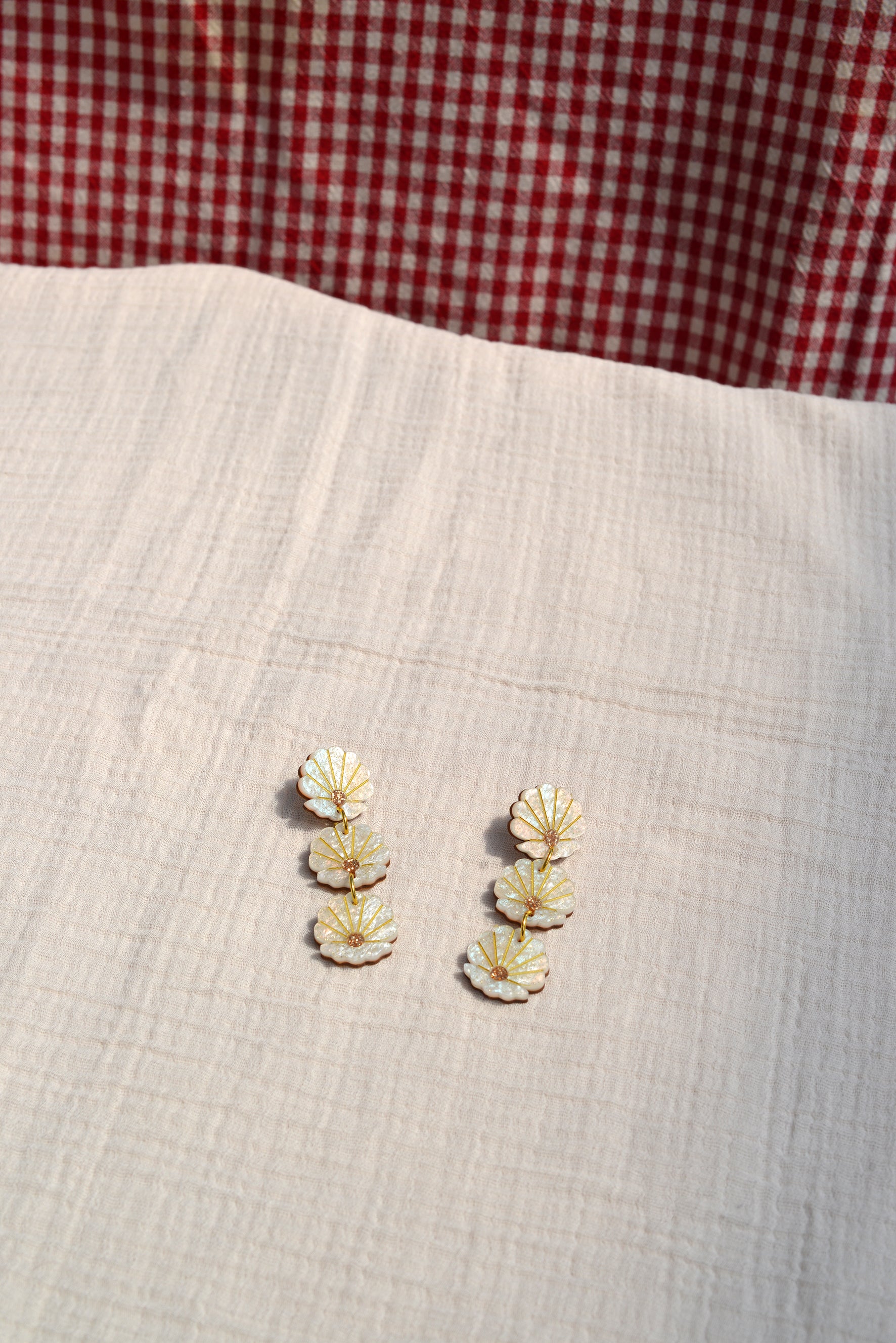 Clam Triple Drop Earrings