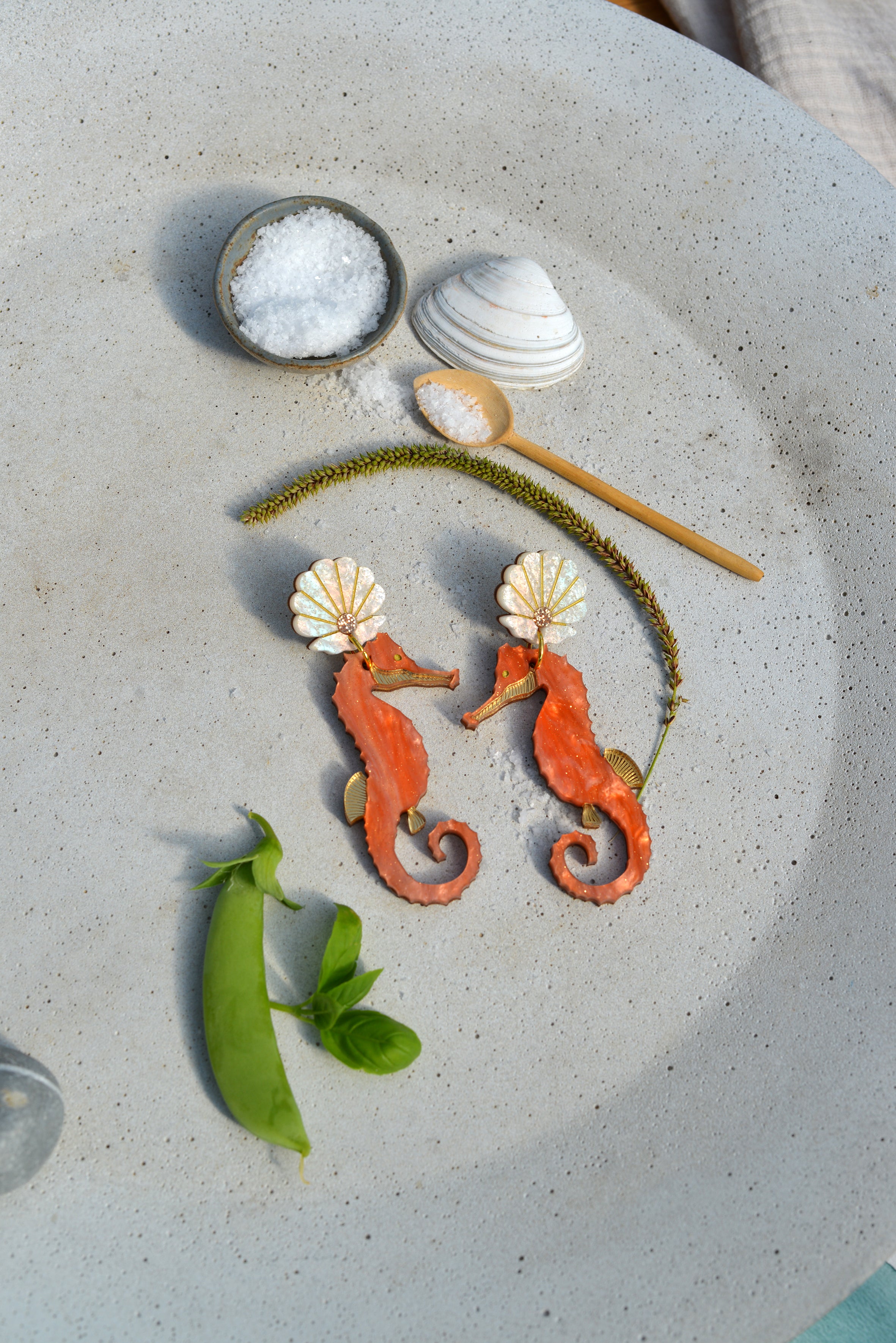 Boucles d'oreilles hippocampe Corail