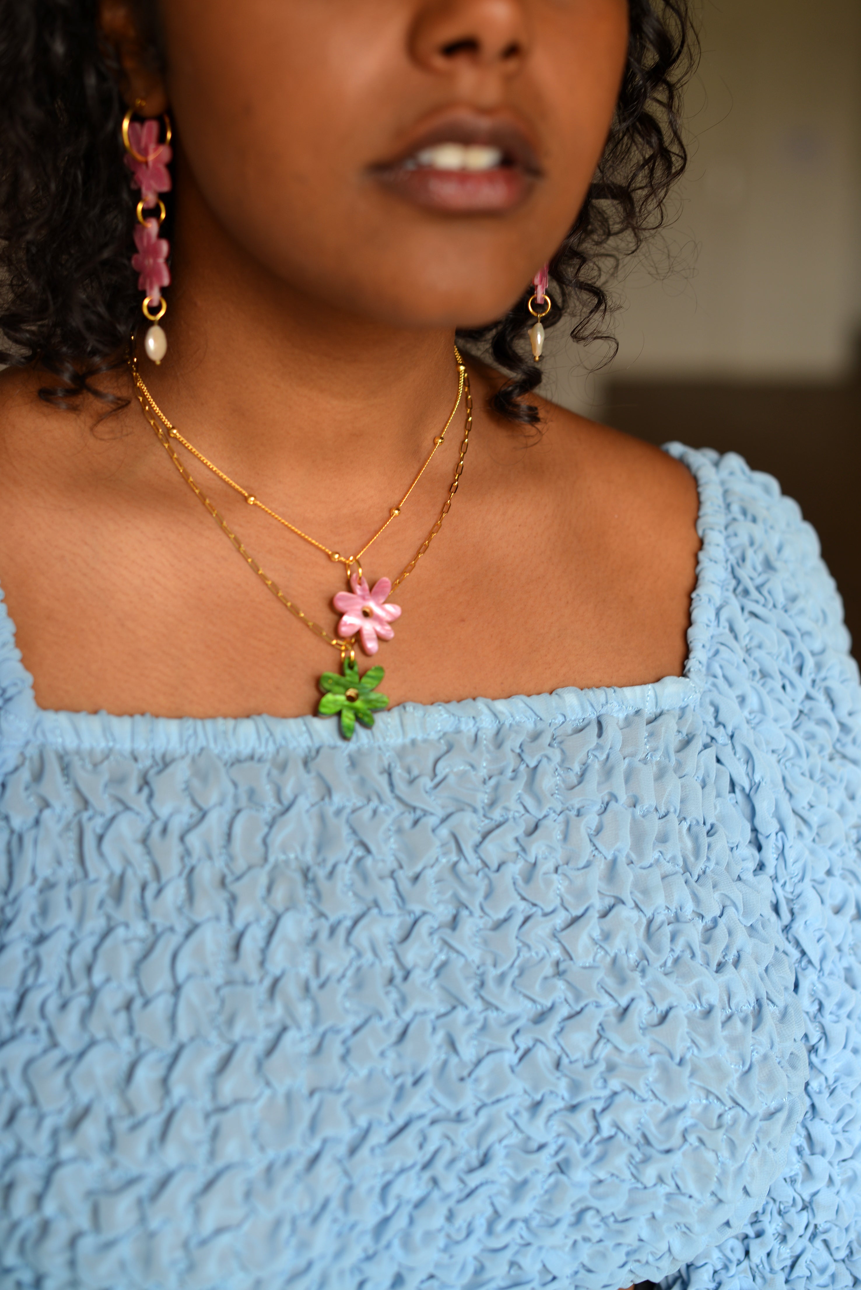 Daisy Necklace Green