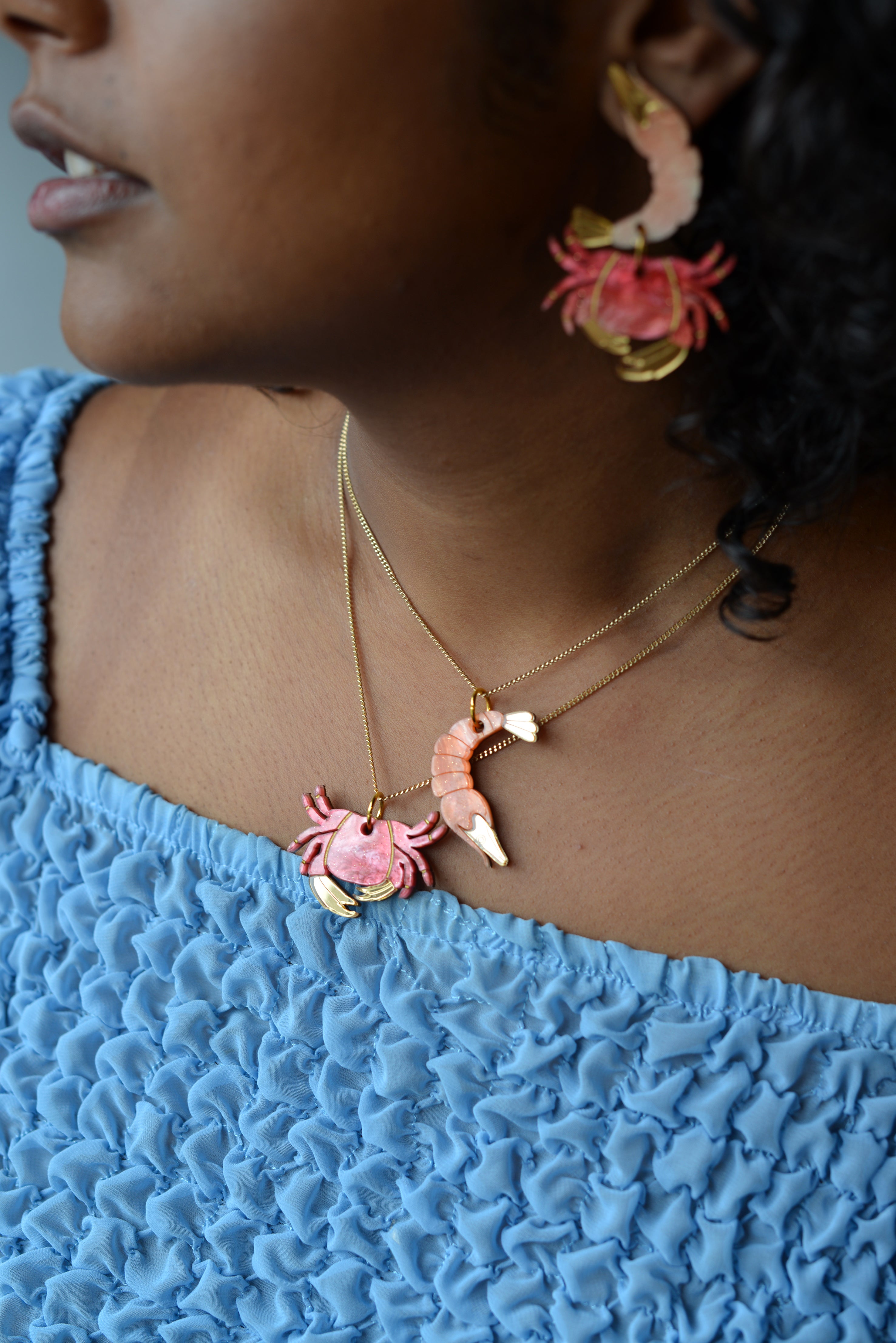 Collier Crevette Rose