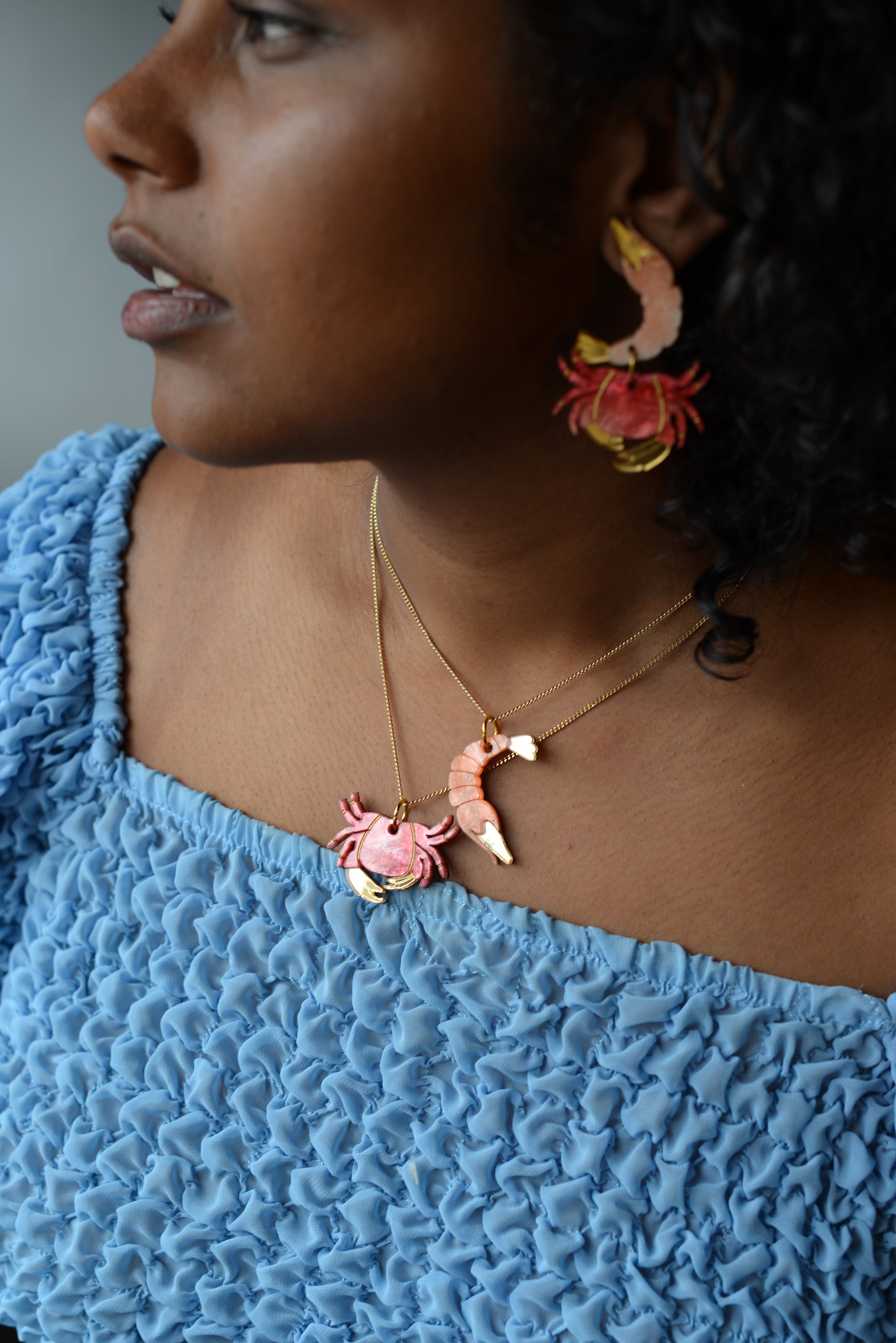 Collier Crevette Corail