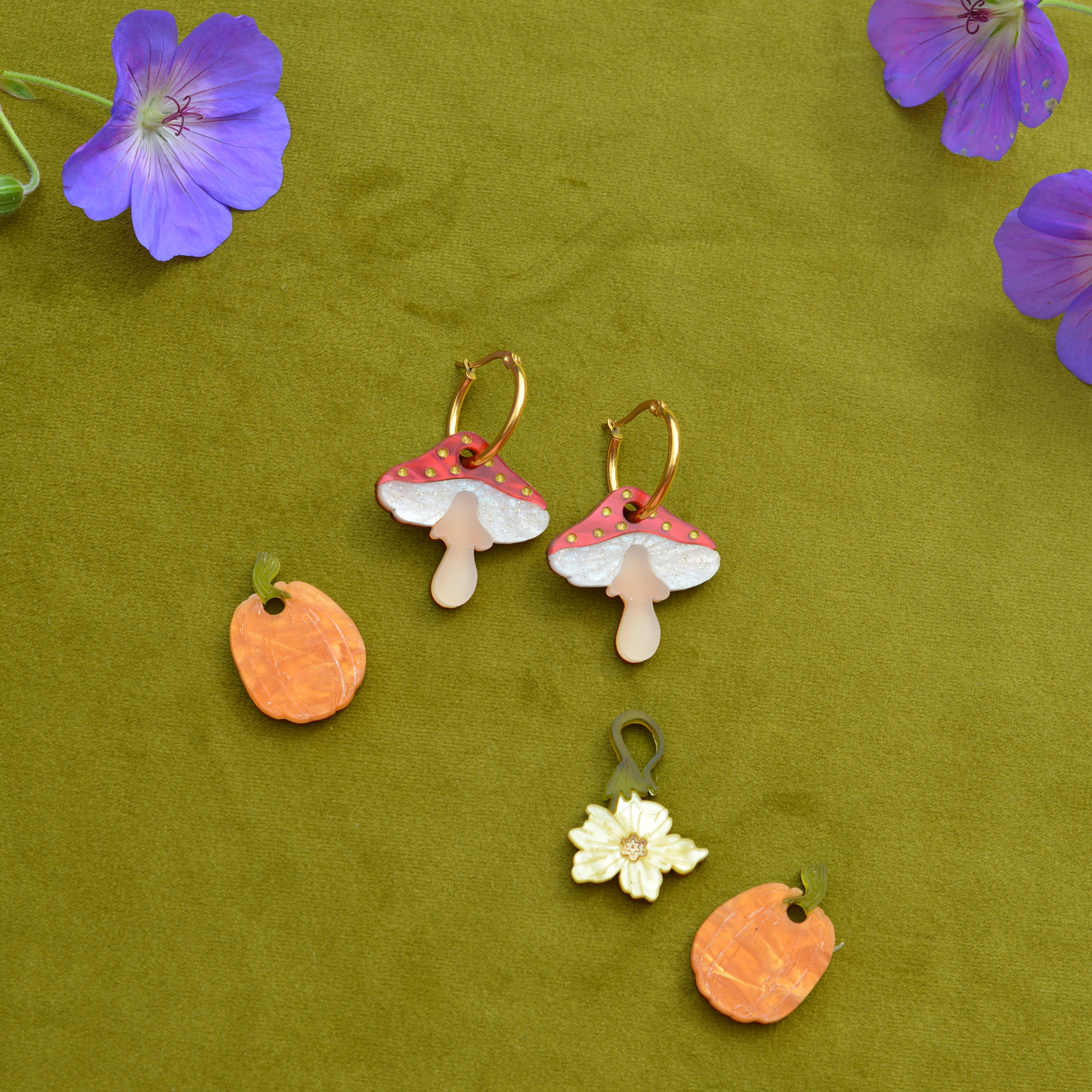 Yellow Pumpkin Flower Hoops