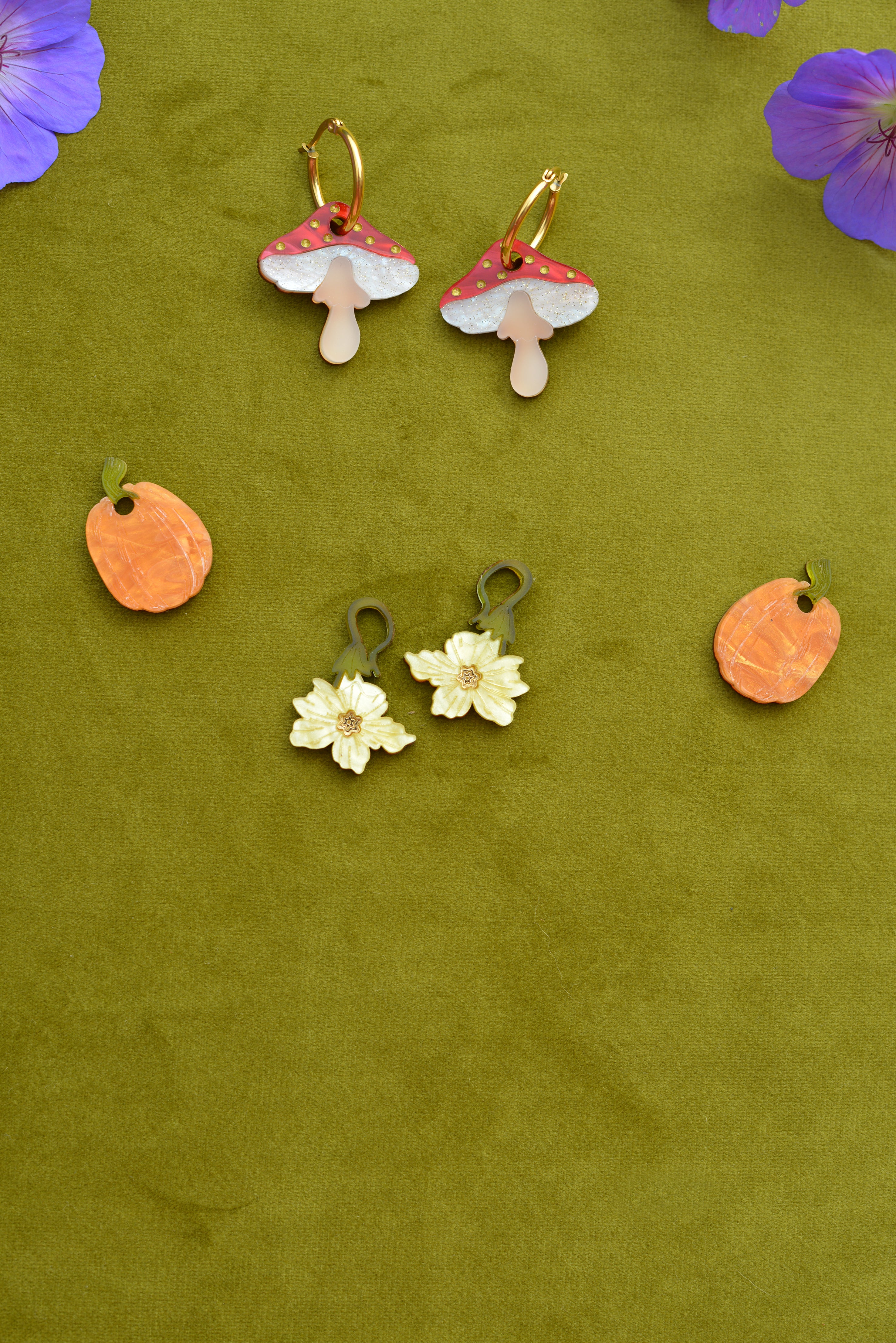 Yellow Pumpkin Flower Hoops