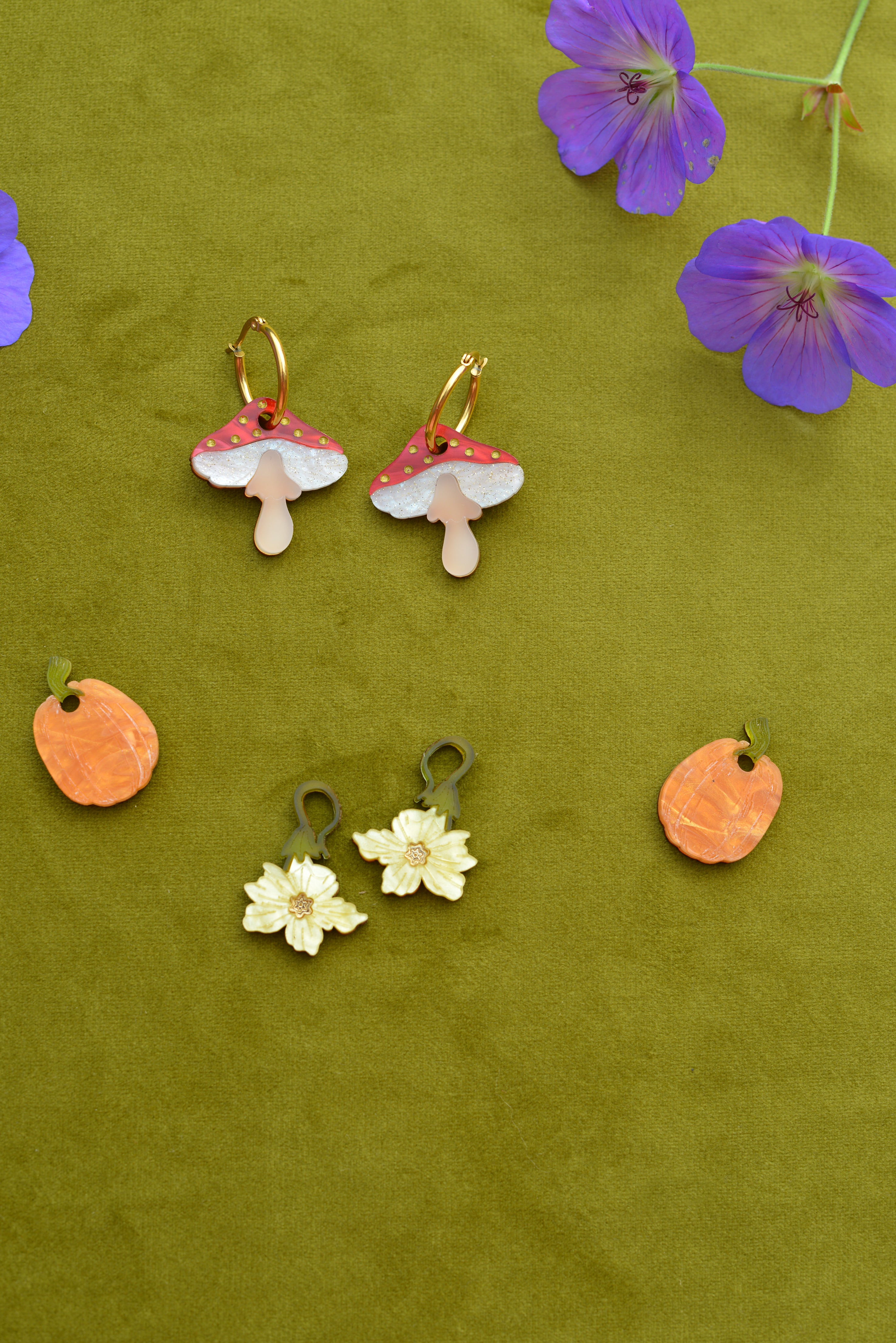 Yellow Pumpkin Flower Hoops