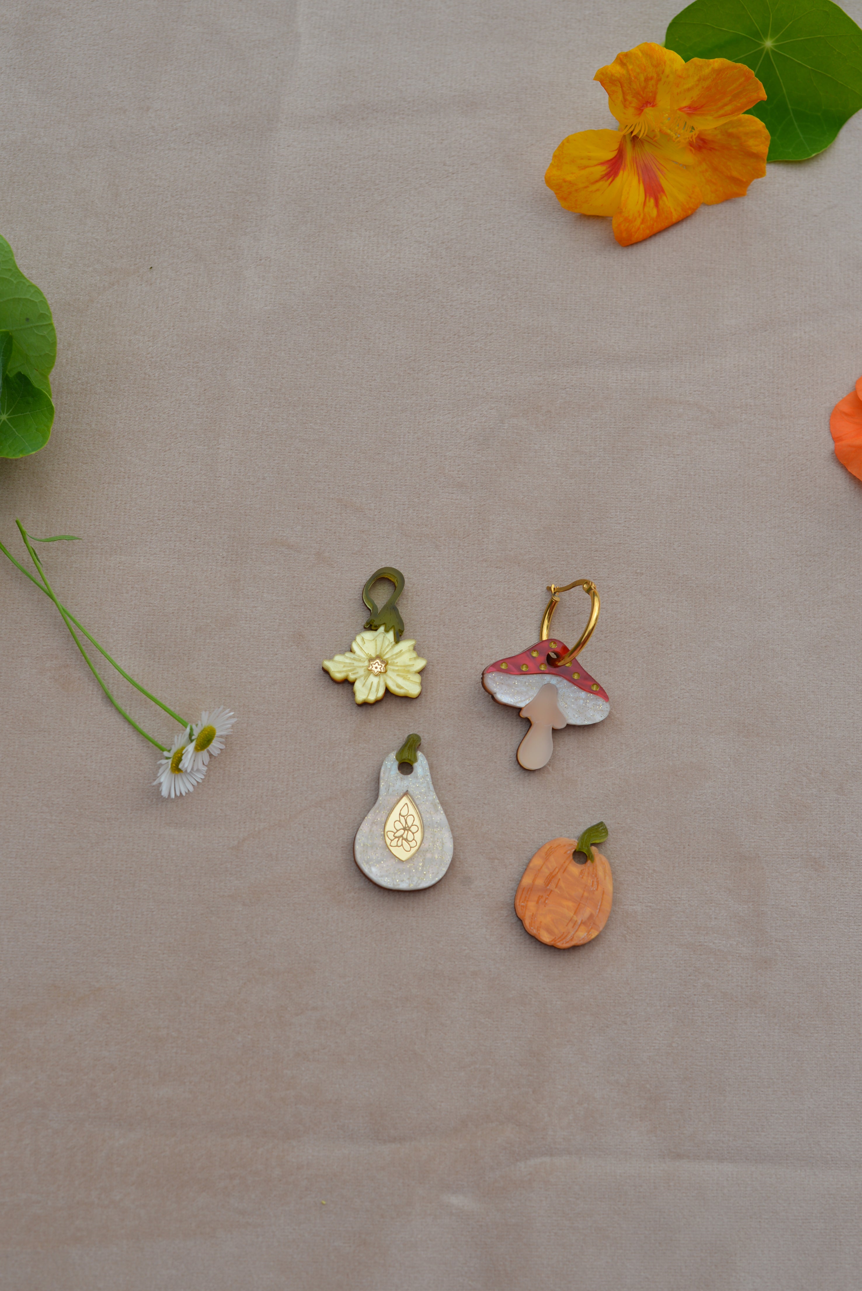 Yellow Pumpkin Flower Hoops