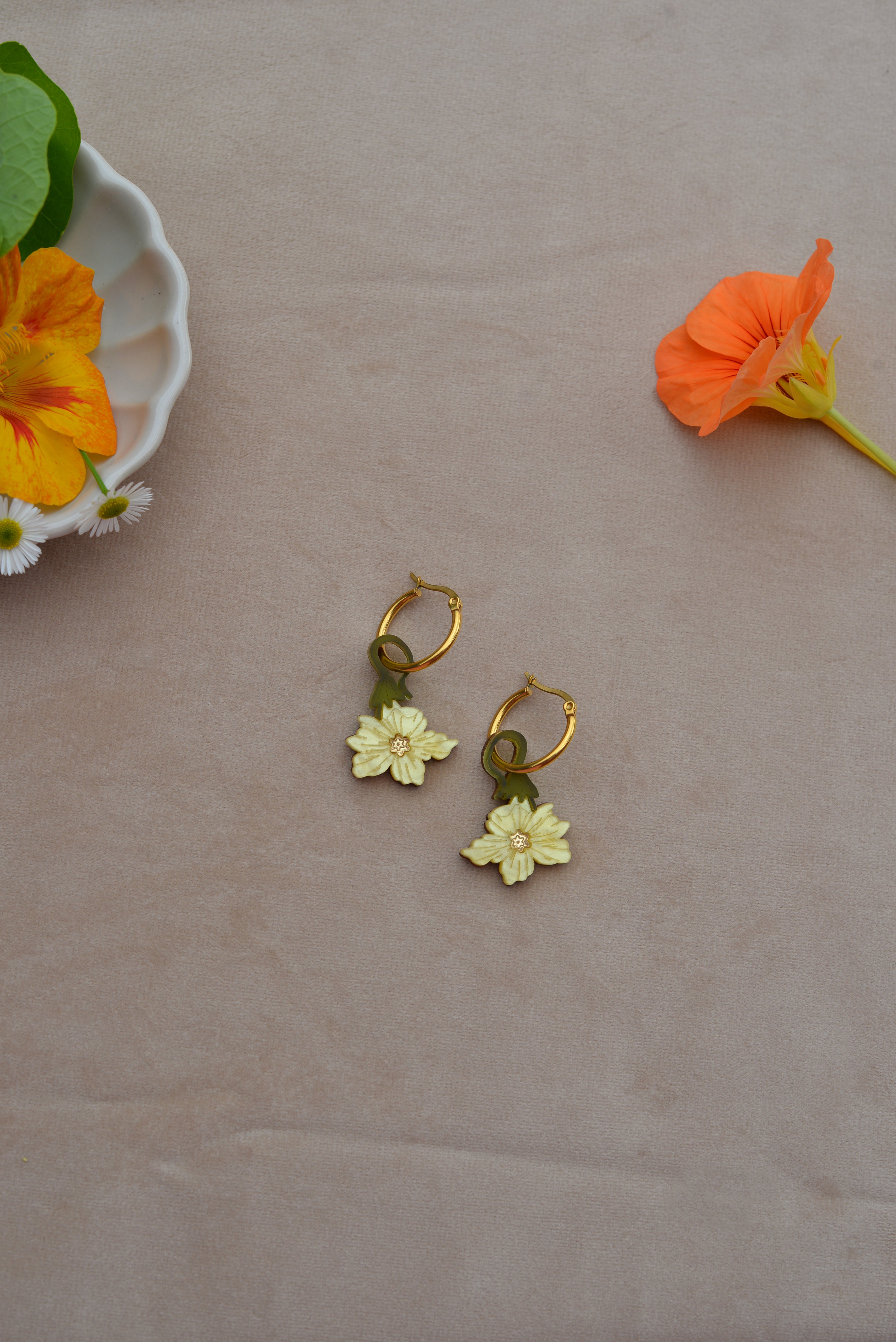 Yellow Pumpkin Flower Hoops