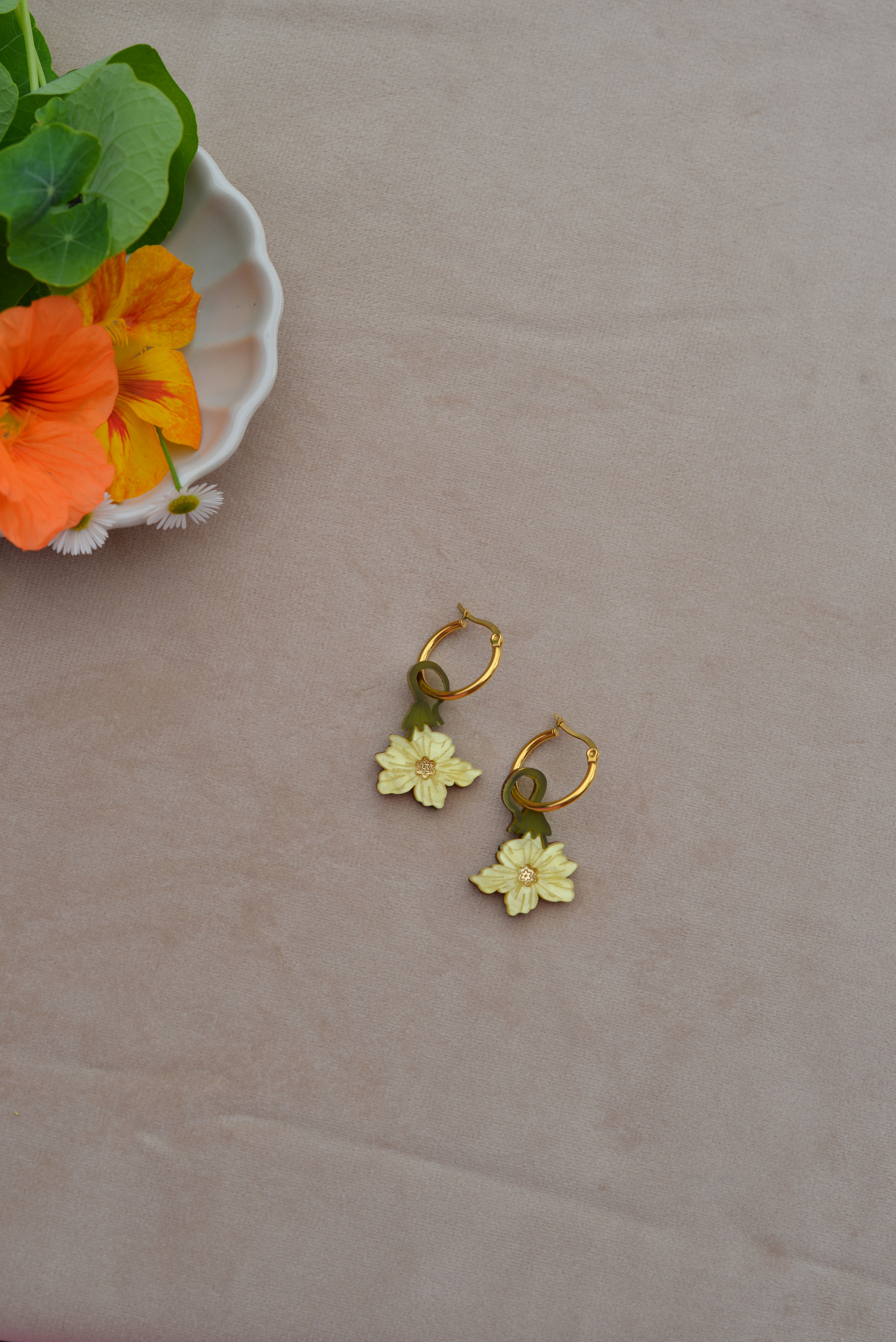 Yellow Pumpkin Flower Hoops