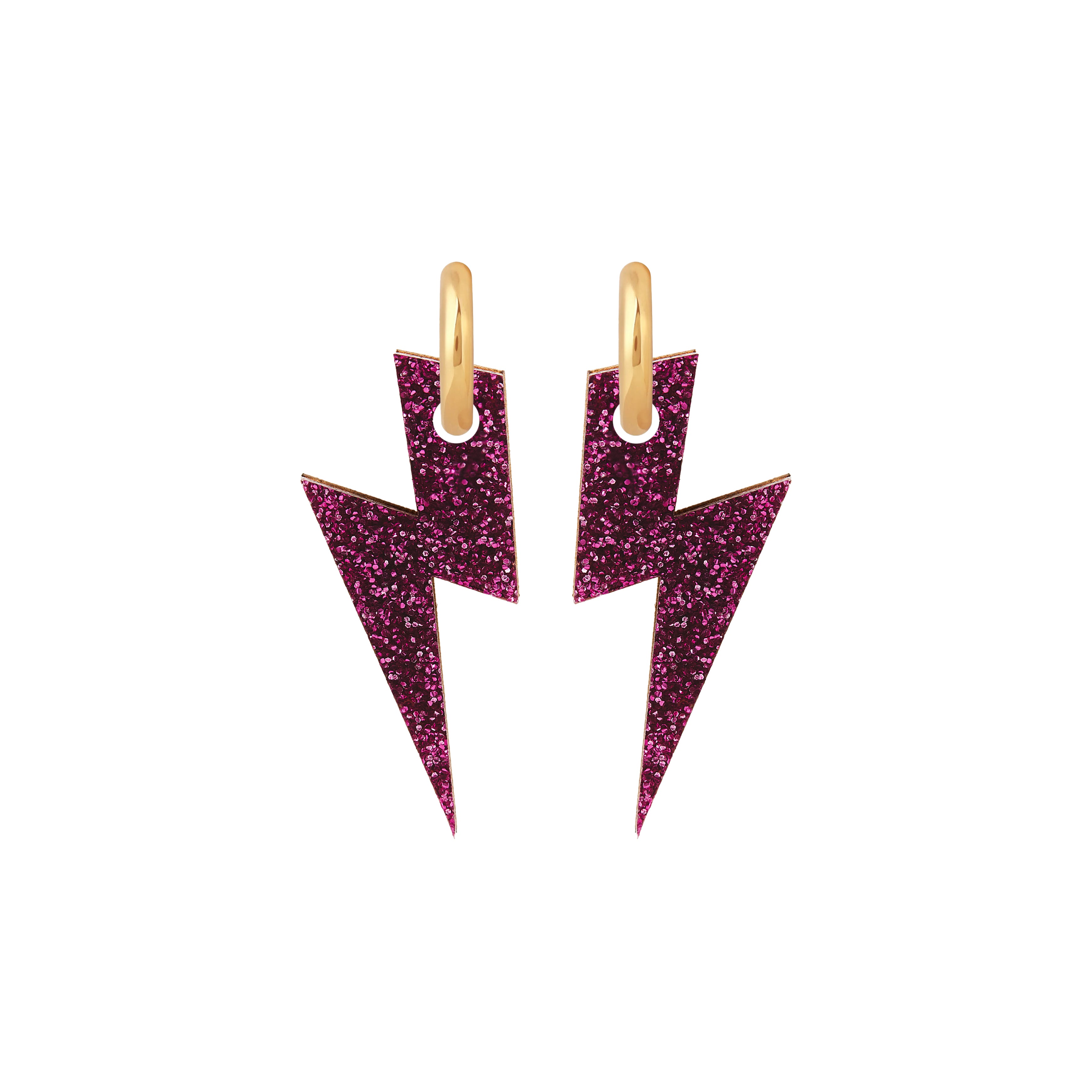 Purple Glitter Bolt Hoops