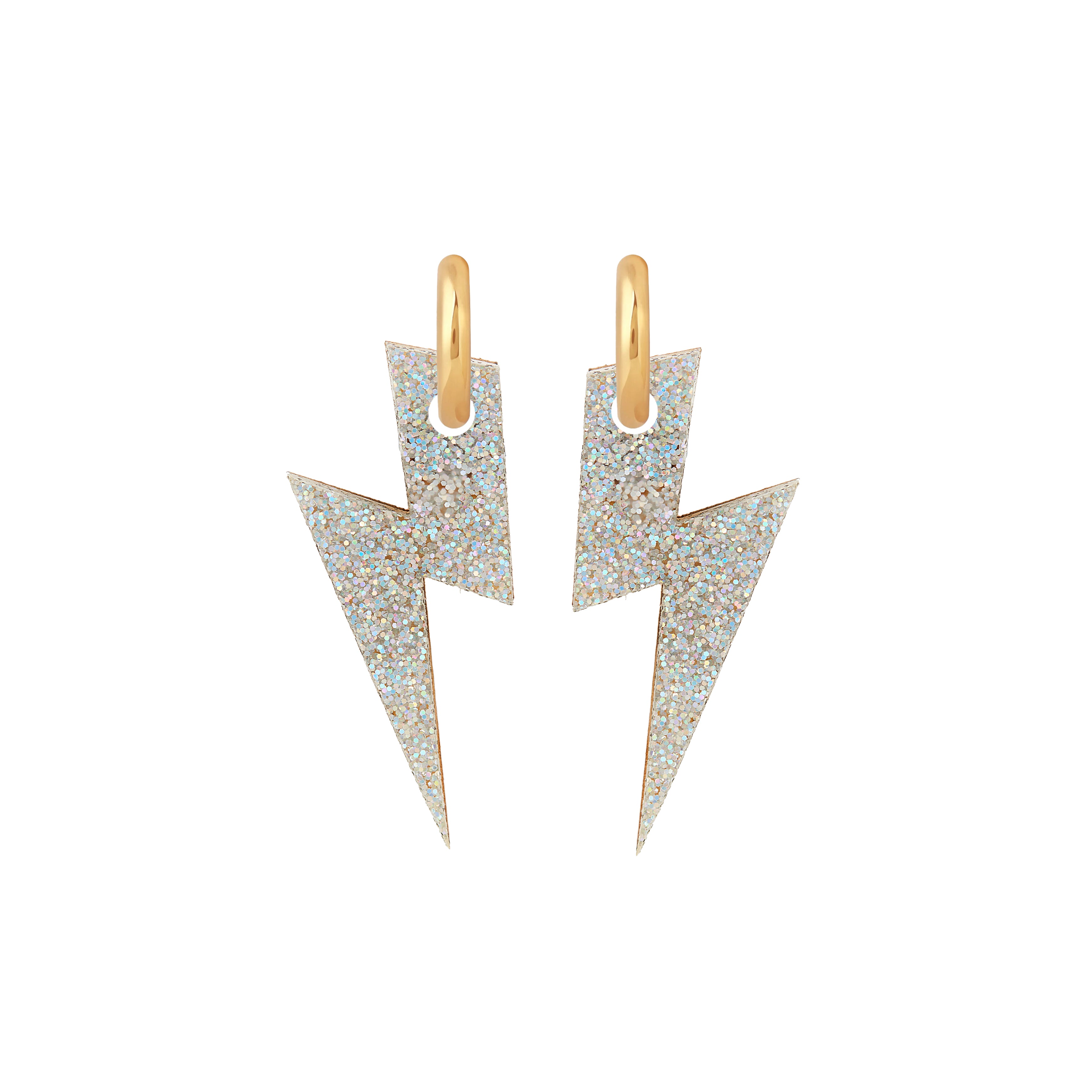 Silver Glitter Bolt Hoops