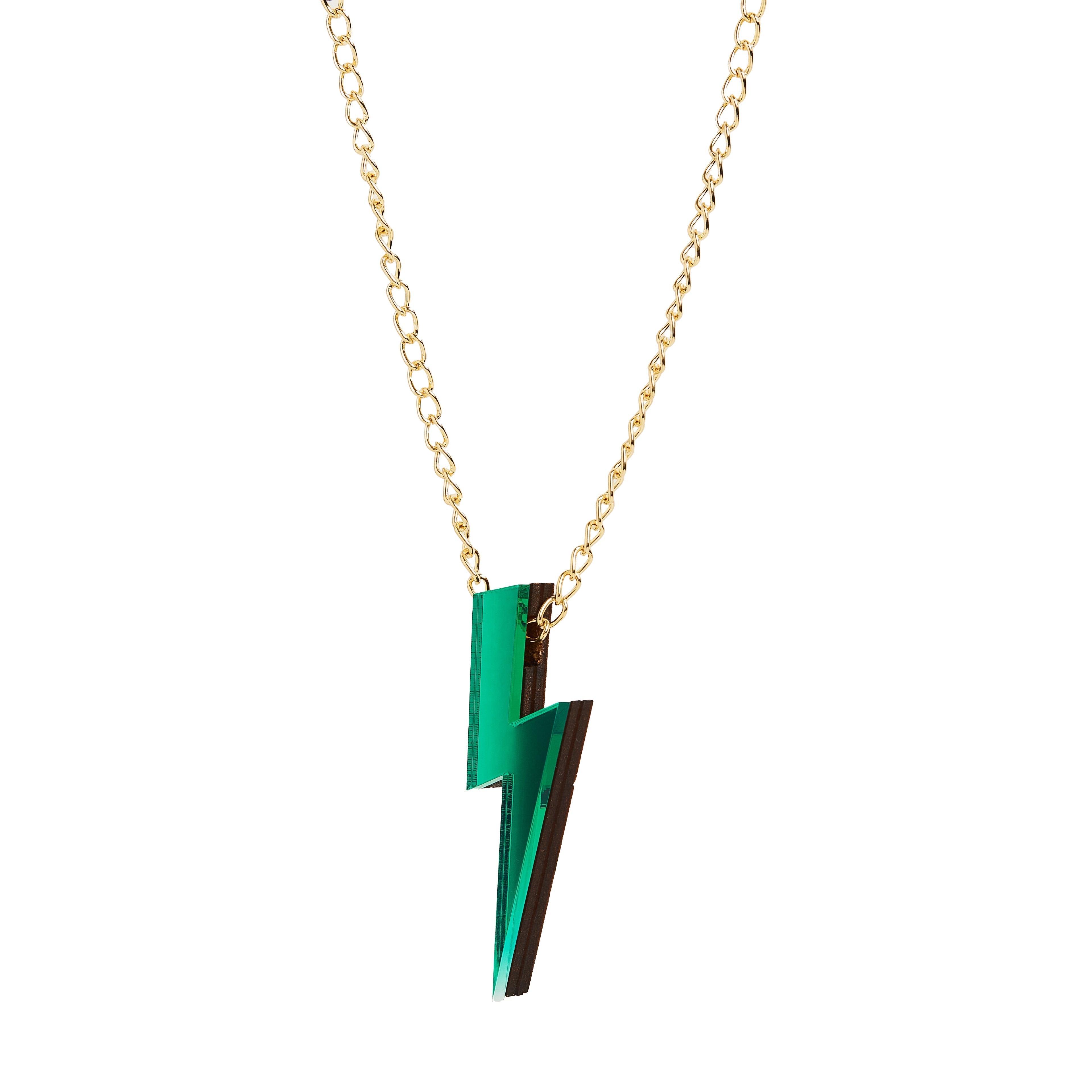 Dark Blue Statement Lightning Bolt Necklace