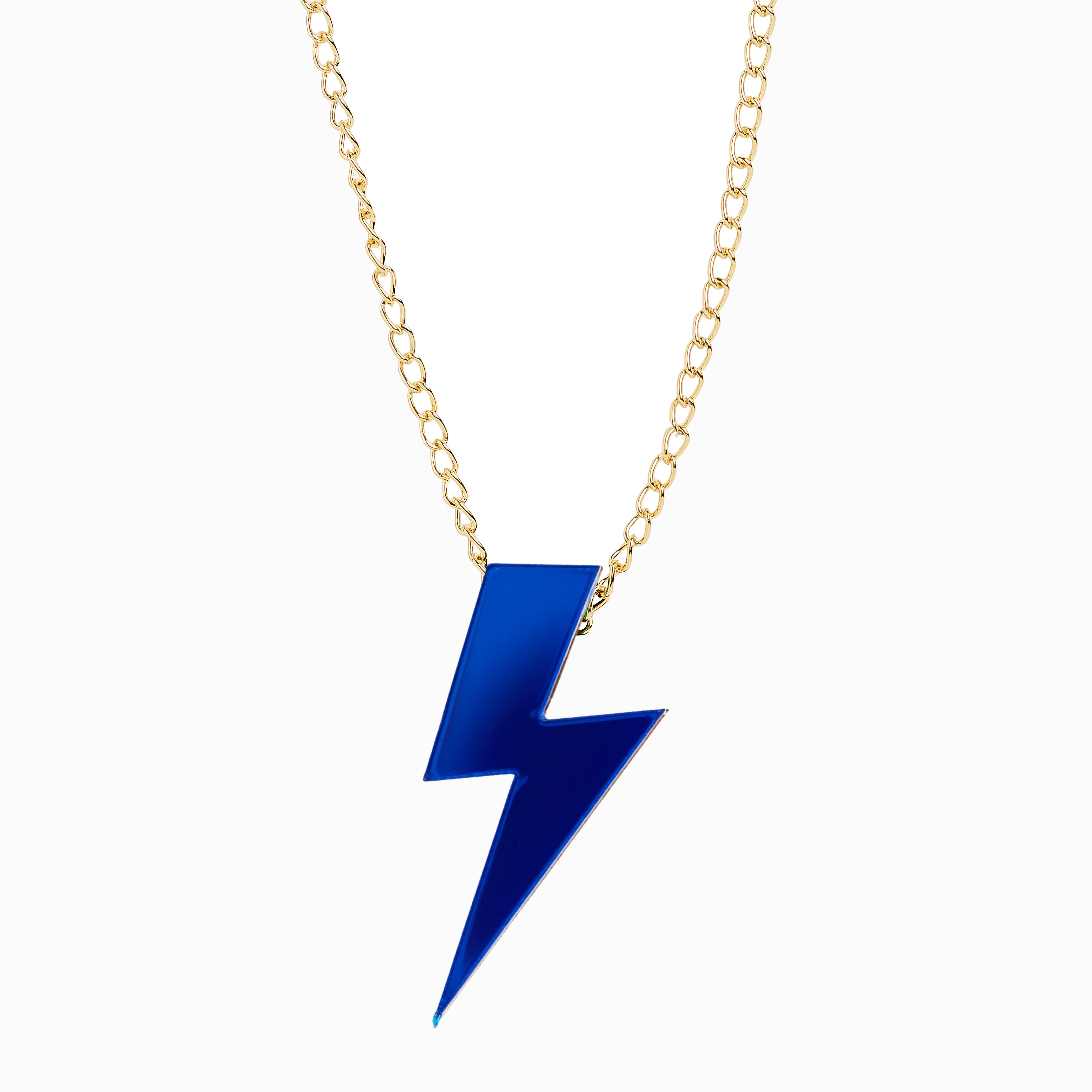 Dark Blue Statement Lightning Bolt Necklace