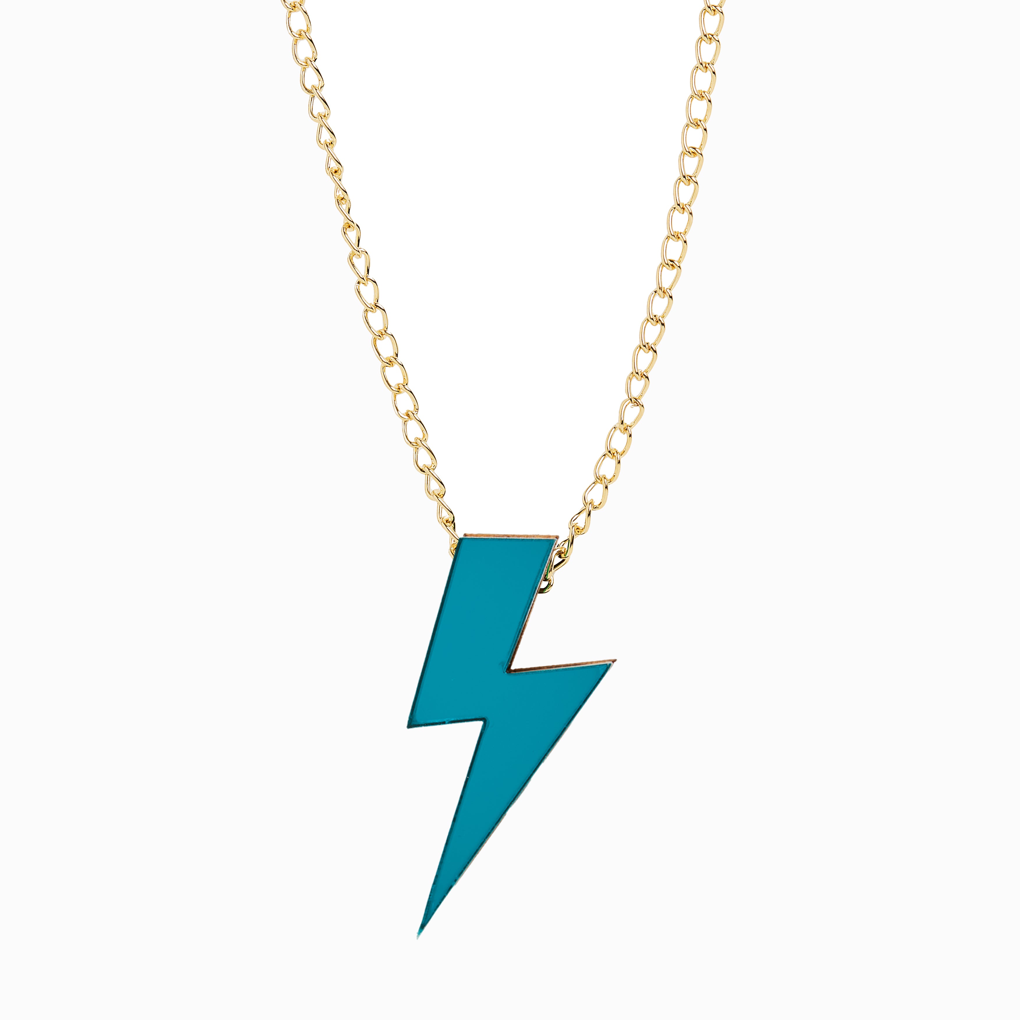 Teal Statement Lightning Bolt Necklace