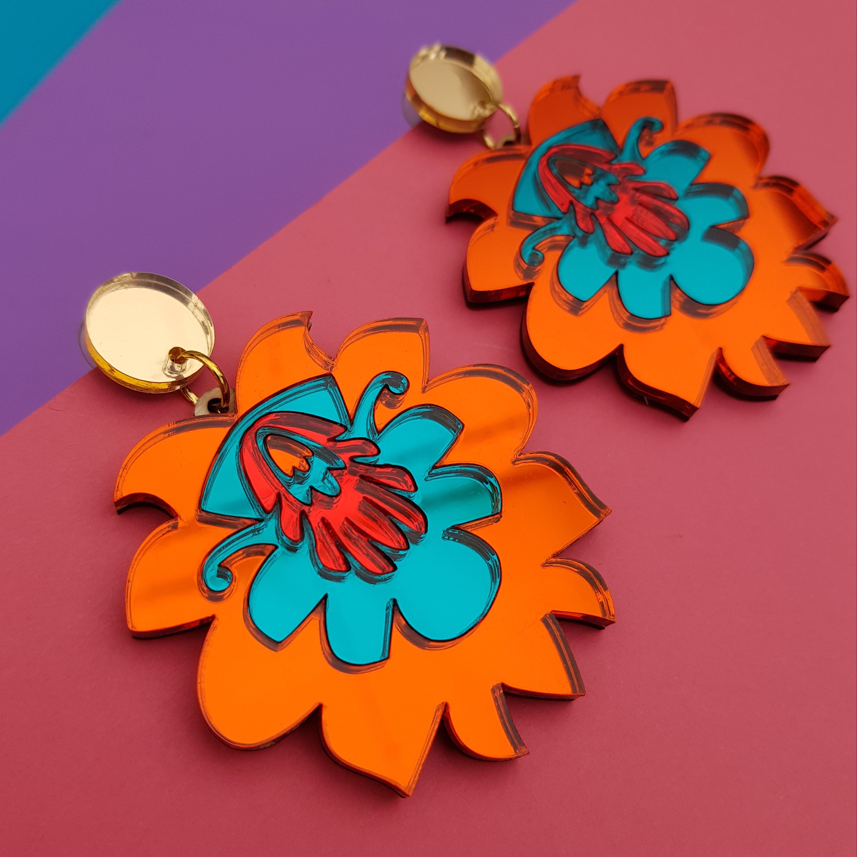 Laser cut perspex flower earring