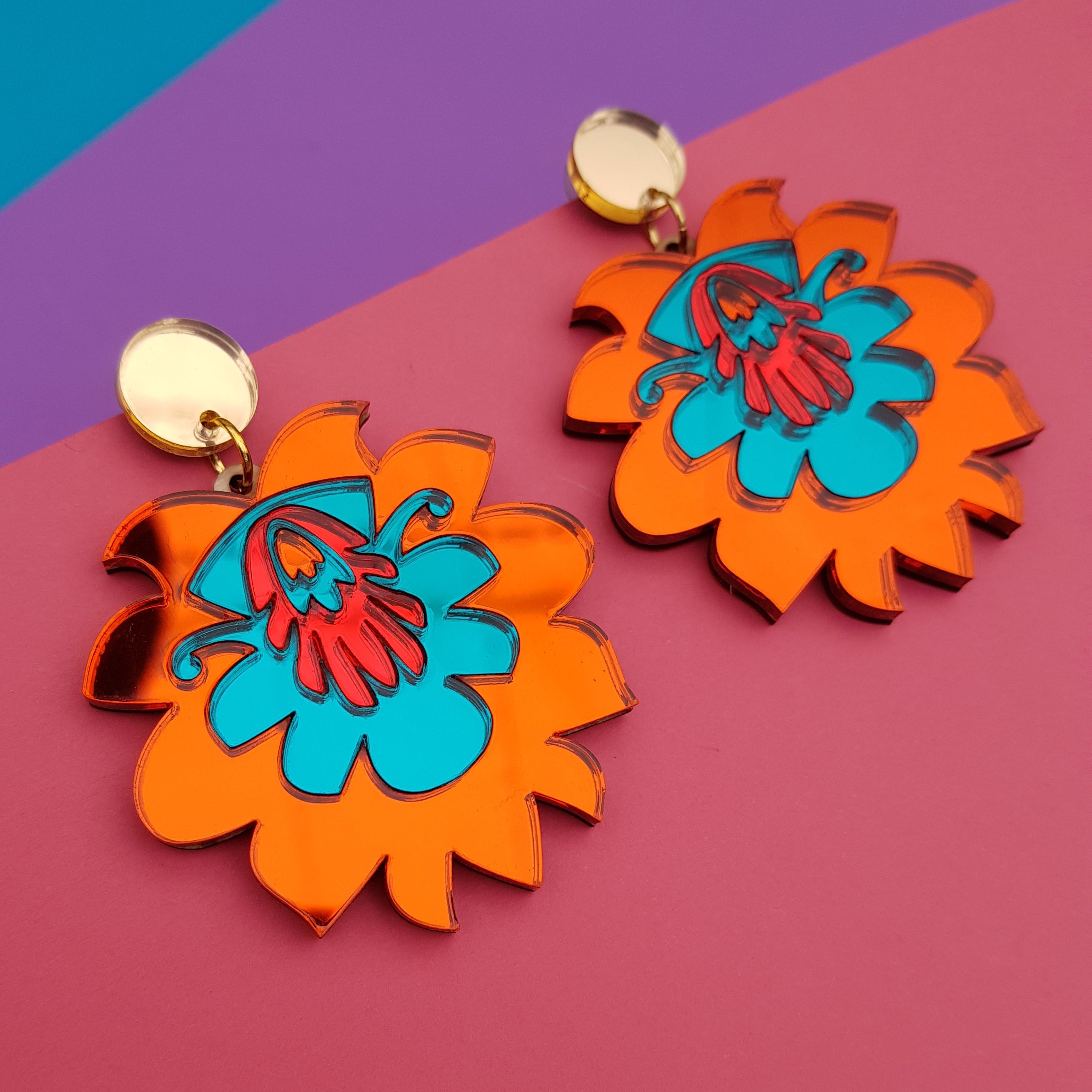 Laser cut perspex flower earring