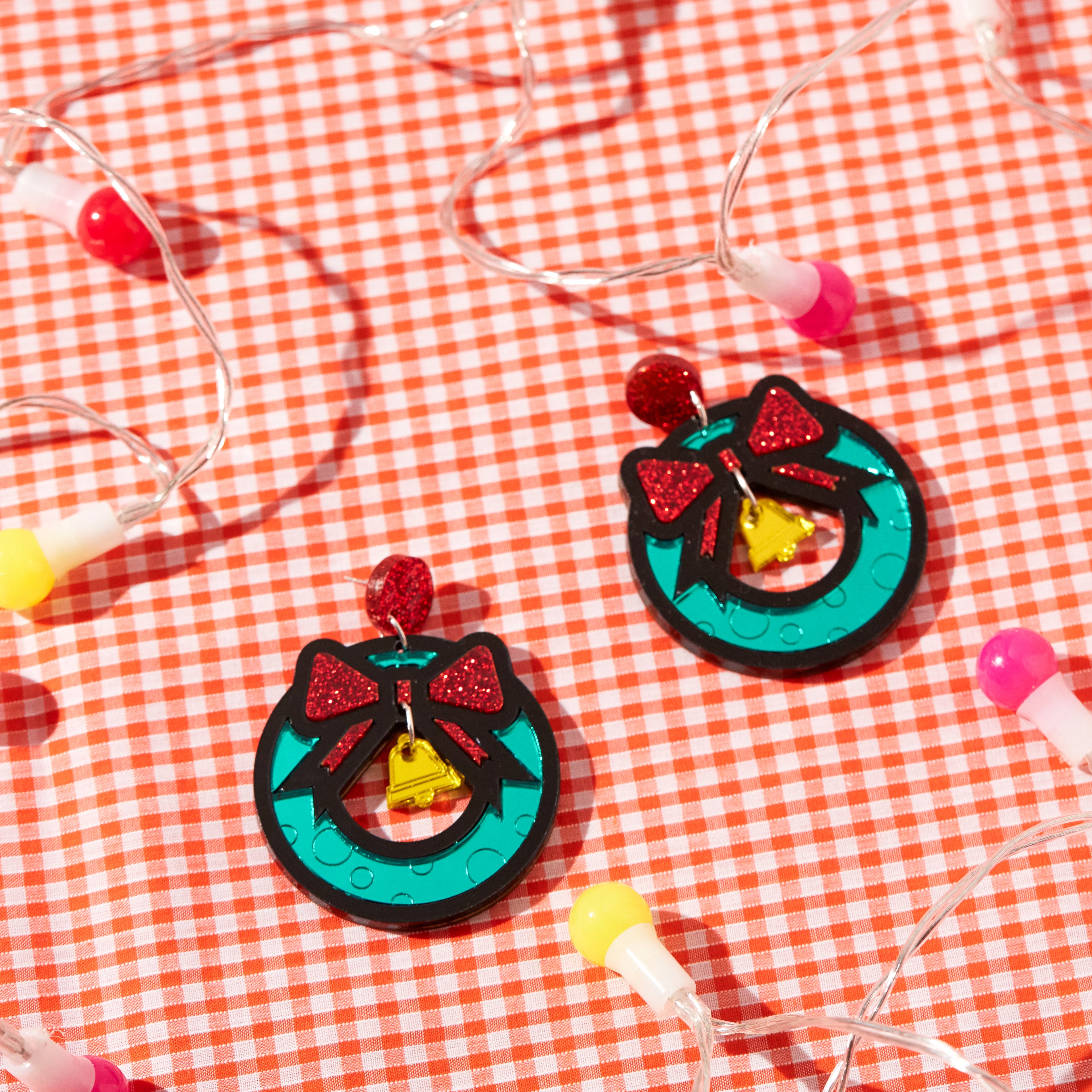 Kitsch Christmas Wreath Earrings