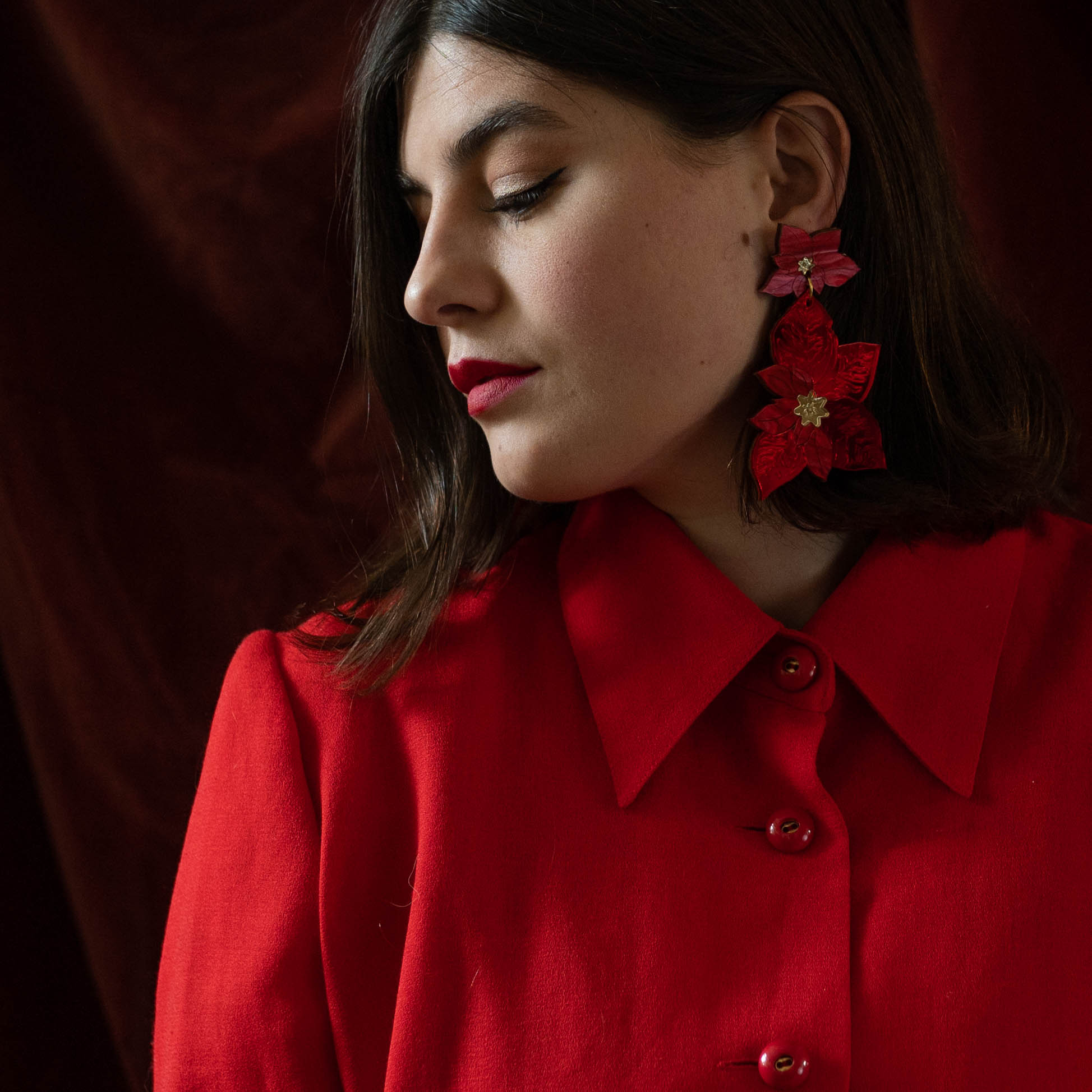 Poinsettia Statement Earrings