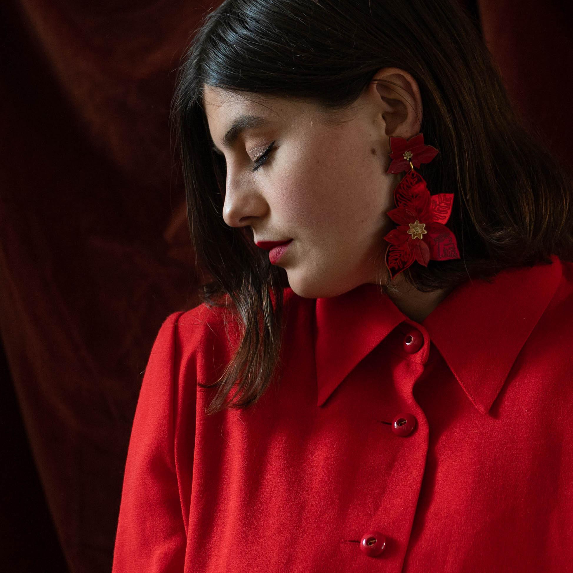 Poinsettia Statement Earrings