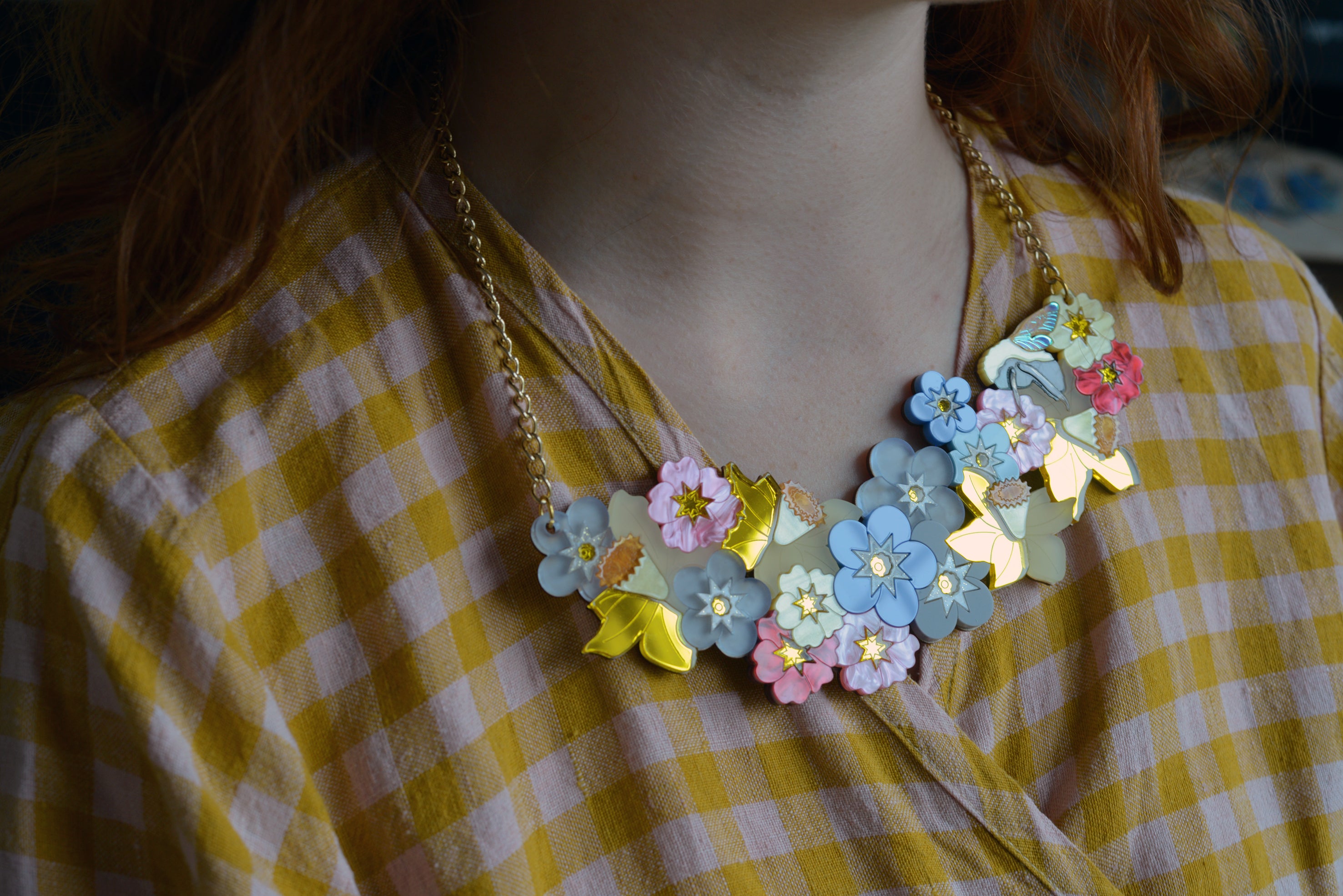 Collier de déclaration de bouquet de printemps