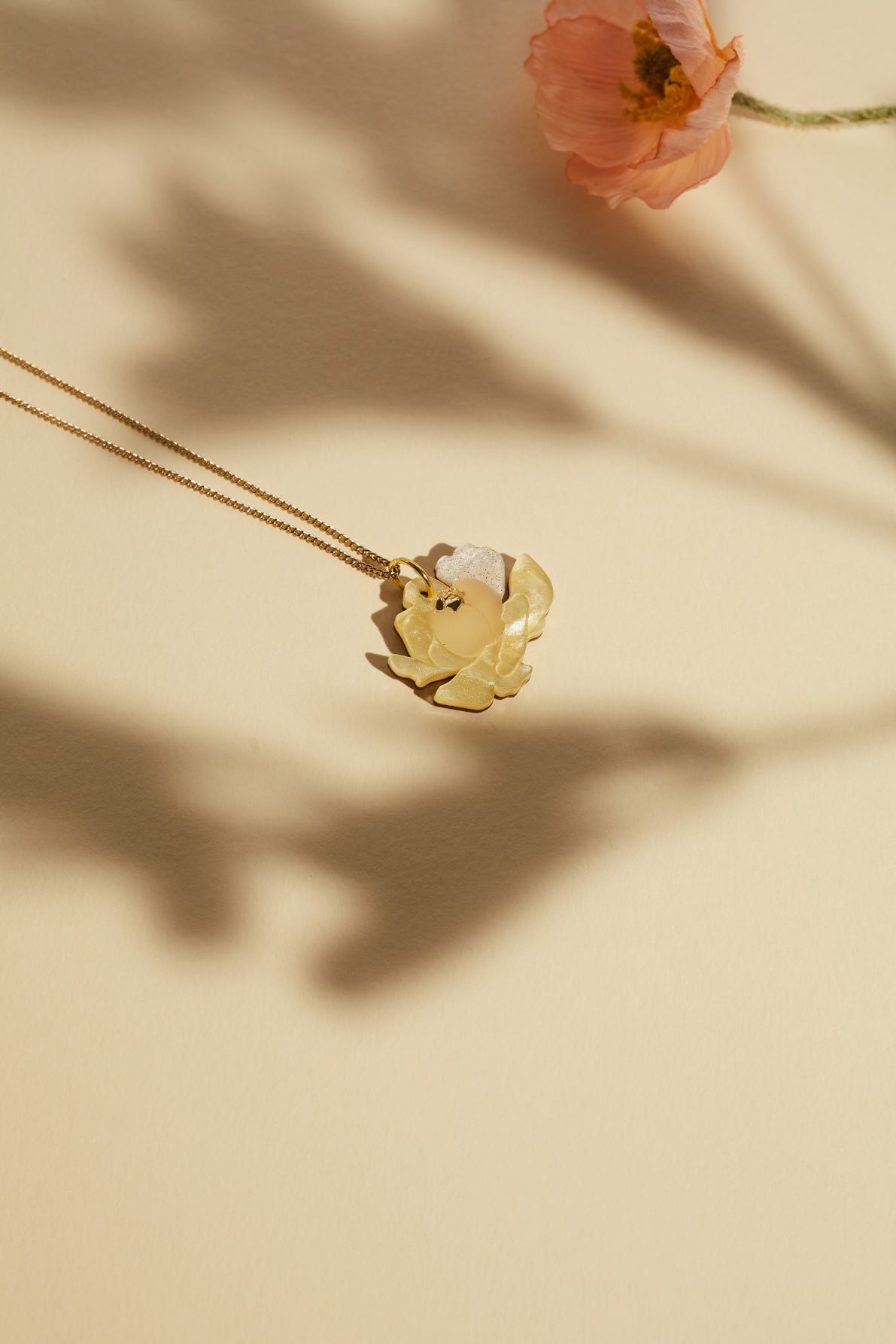 Peony Mini Necklace, yellow