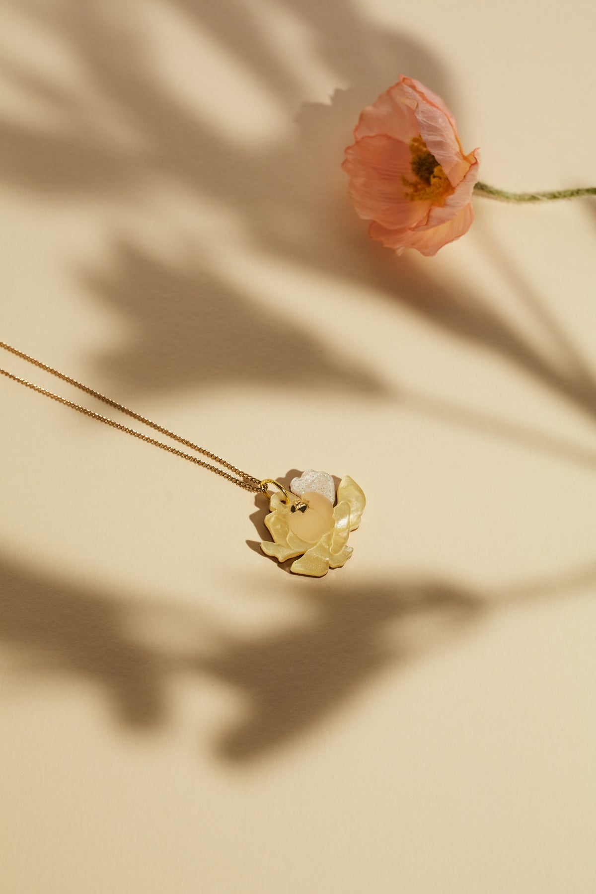 Peony Mini Necklace, yellow