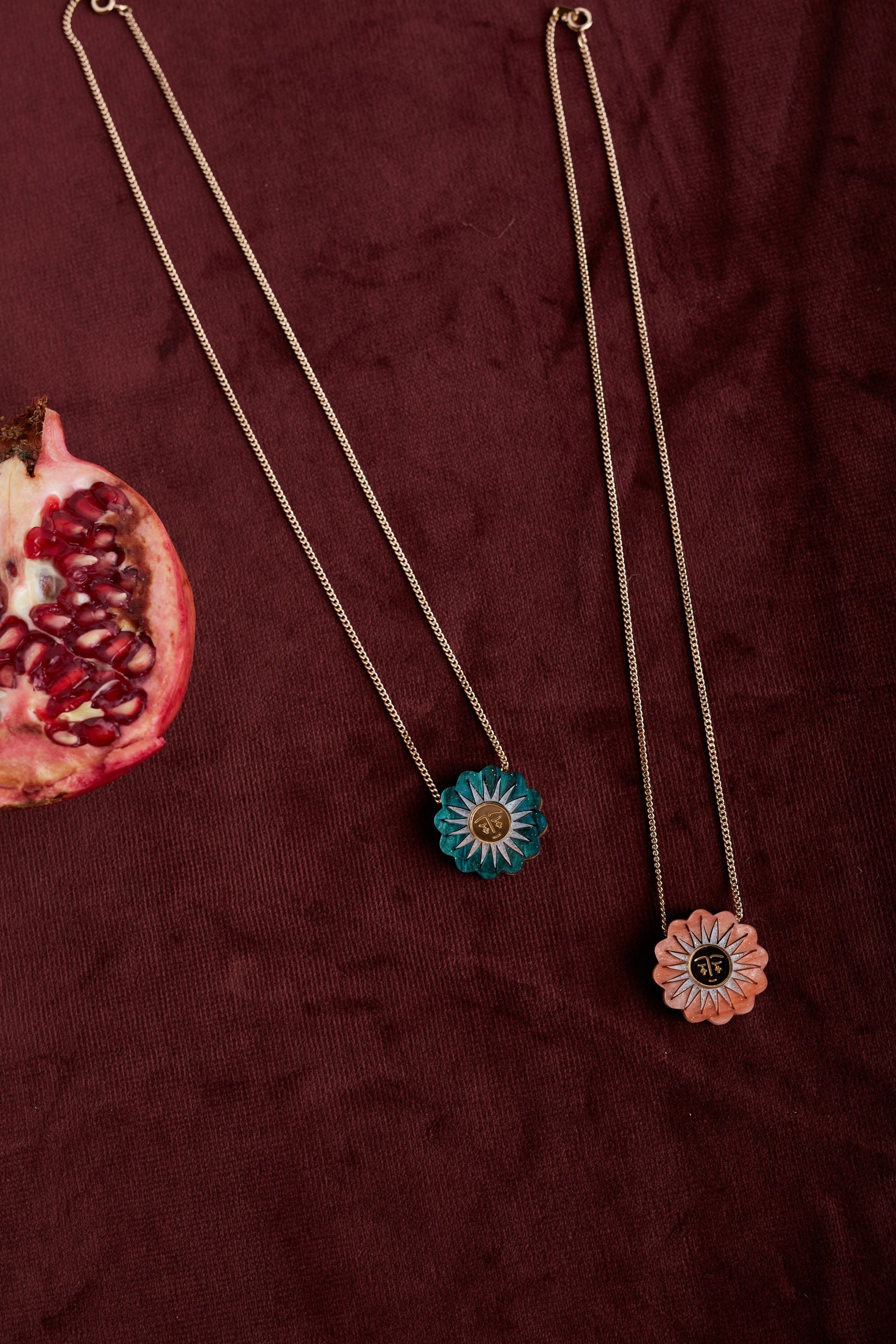 Celestial Sun Necklace- Teal