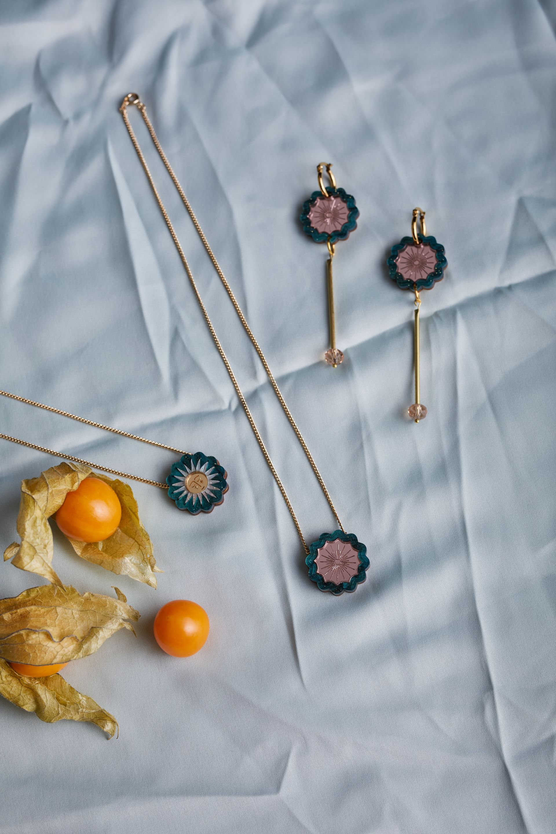 Celestial Sun Necklace- Teal