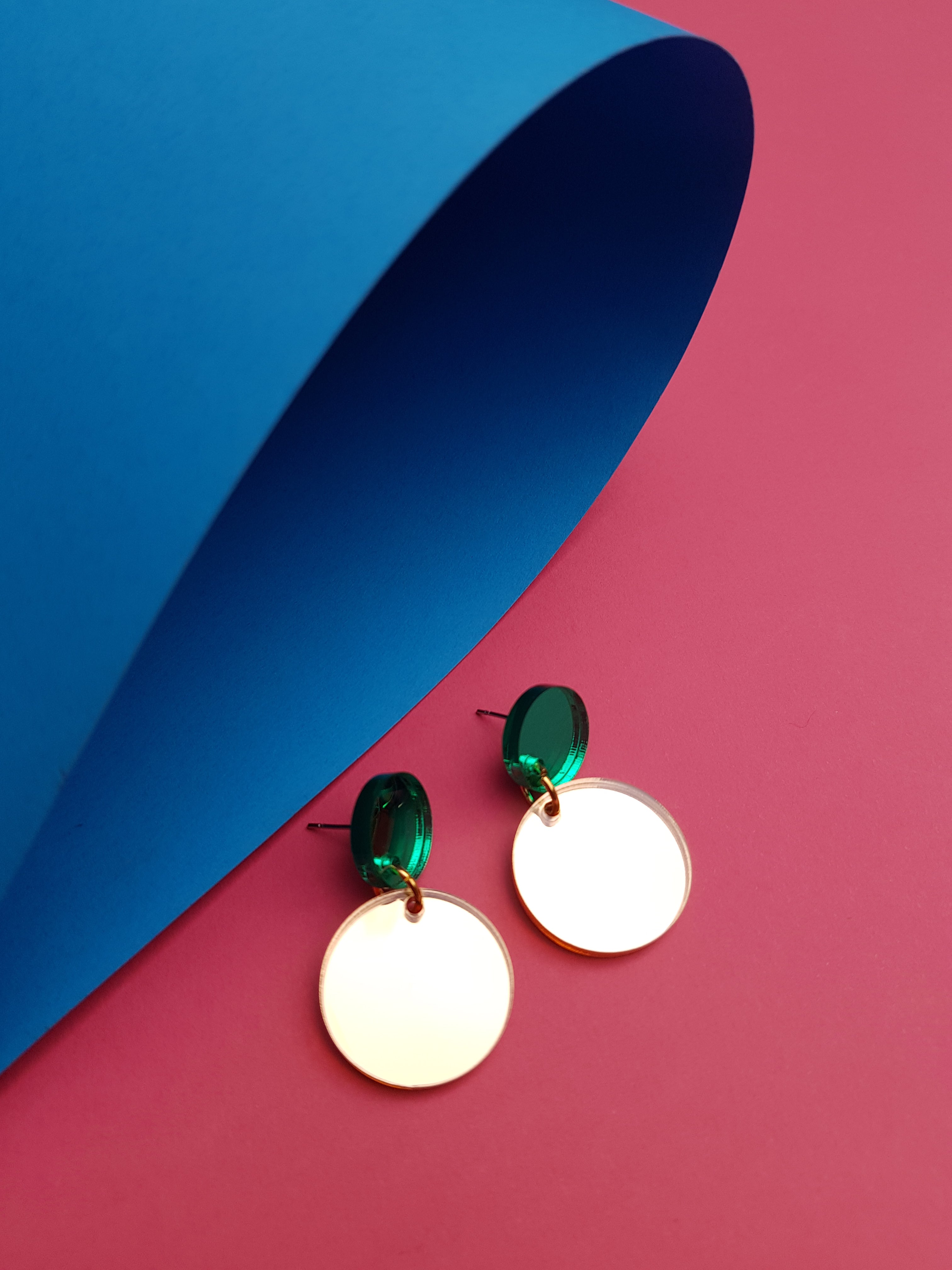 Round Drop Stud Earrings