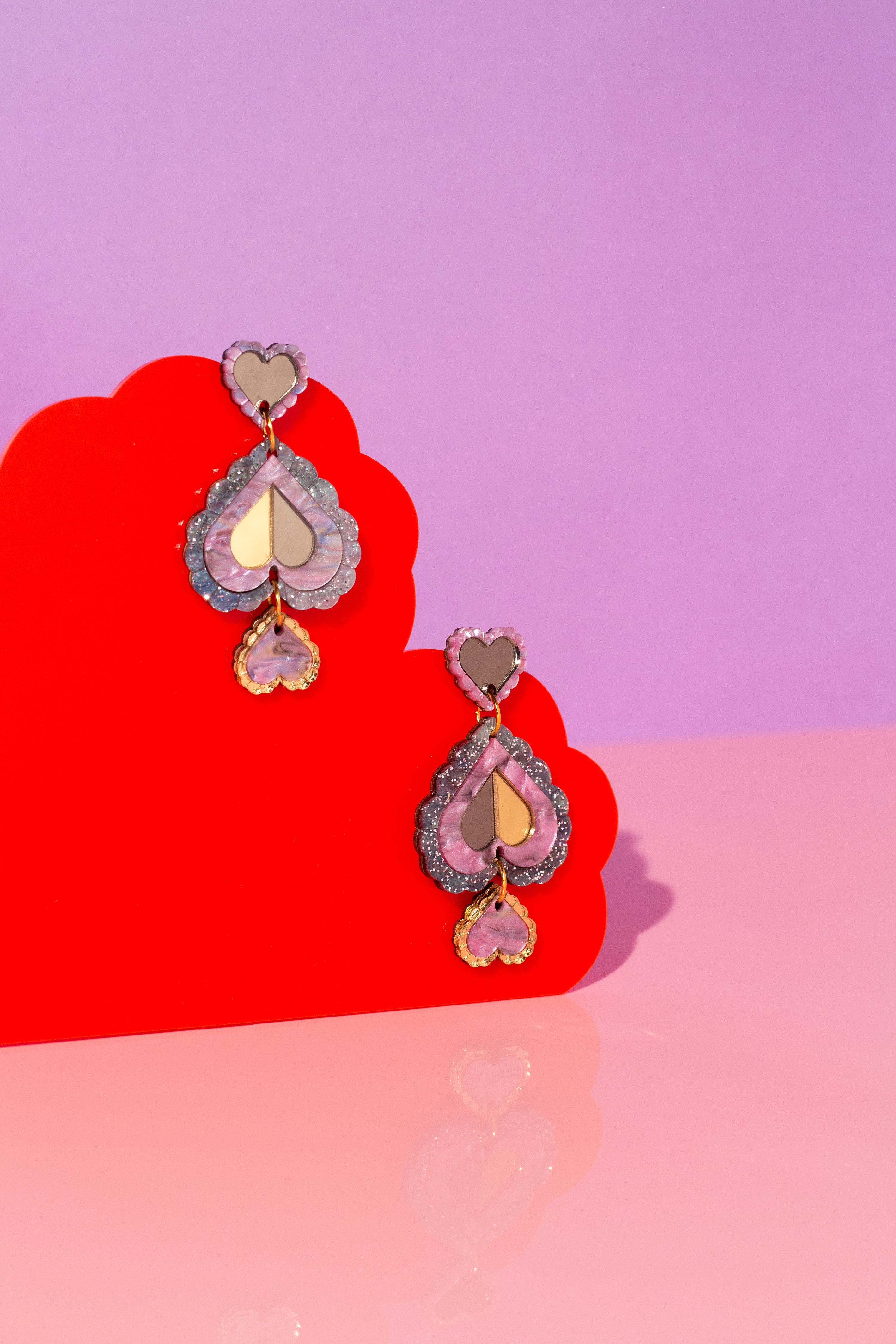 Heart Statement Earring (purple marble)