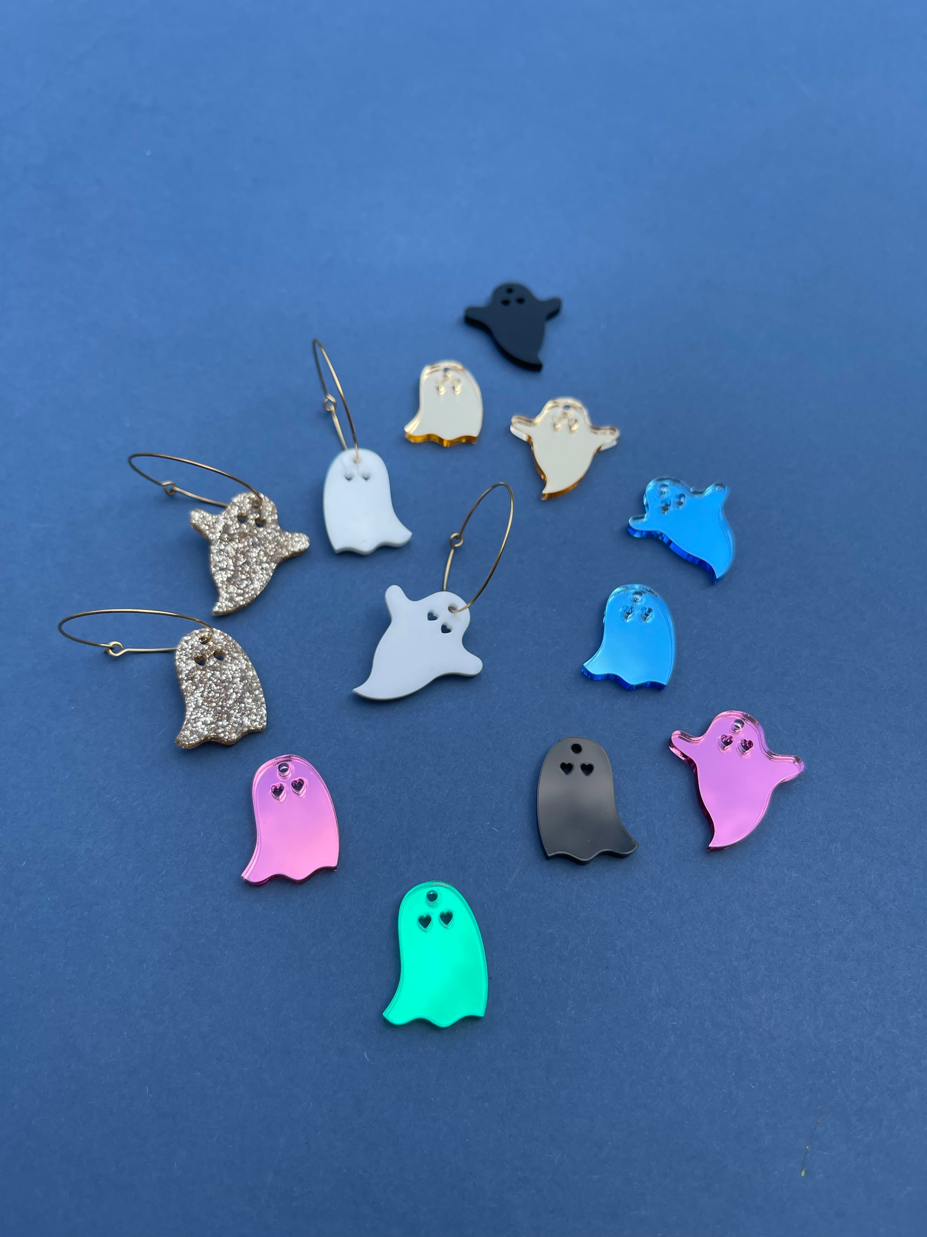 Mini ghost hoop earrings